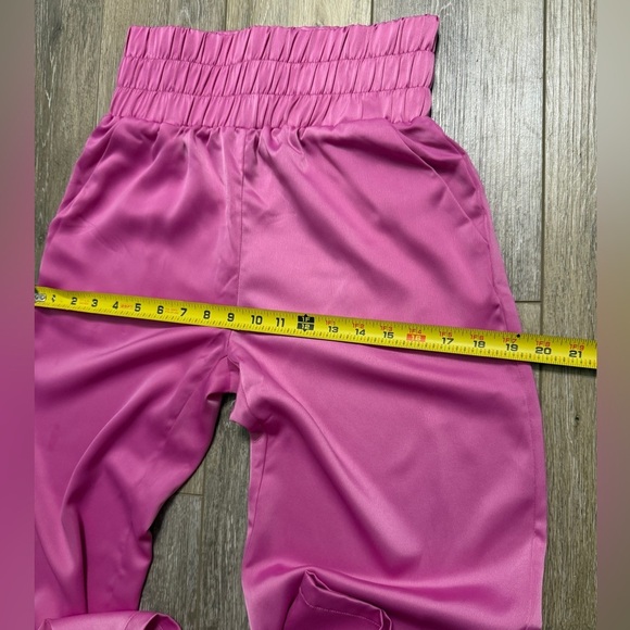 Vibrant Pink Elastic Waist wide leg soft Pants size M - Picture 4 of 10